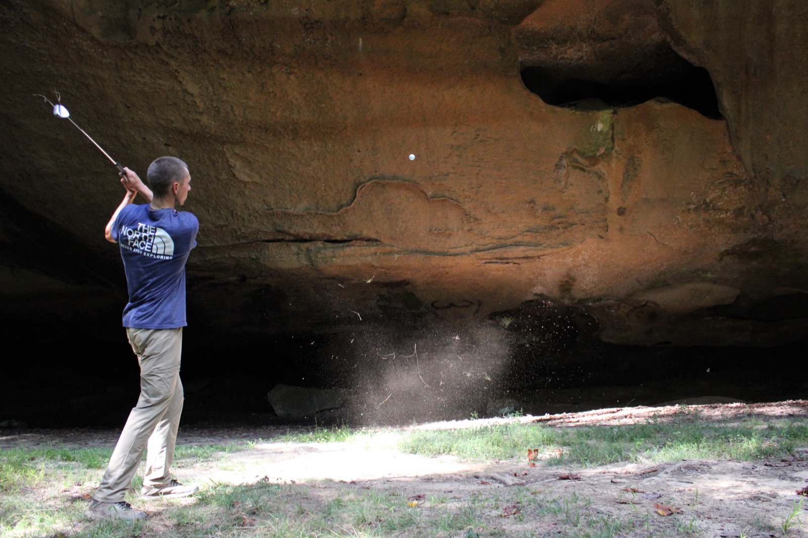 Hitting into rock cave